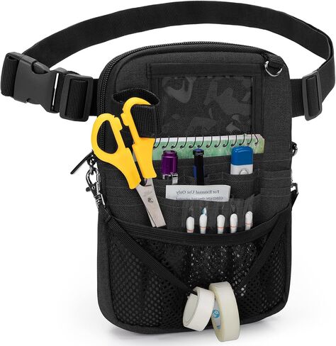 Trunab Nurse Fanny Pack with Tape Holder and Medical Gear Pockets, Utility Nurse Waist Storage Bag, with Adjustable Waist Strap, Nurse Belt Organizer Pouch for Stethoscopes, Scissors Black in Kuwait