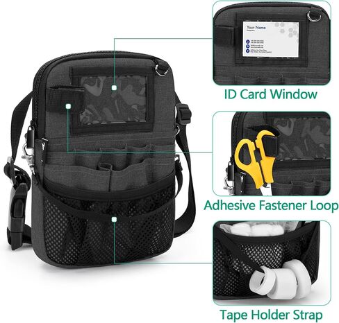 Trunab Nurse Fanny Pack with Tape Holder and Medical Gear Pockets, Utility Nurse Waist Storage Bag, with Adjustable Waist Strap, Nurse Belt Organizer Pouch for Stethoscopes, Scissors Black in Kuwait
