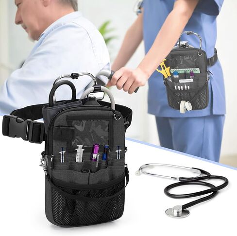 Trunab Nurse Fanny Pack with Tape Holder and Medical Gear Pockets, Utility Nurse Waist Storage Bag, with Adjustable Waist Strap, Nurse Belt Organizer Pouch for Stethoscopes, Scissors Black in Kuwait