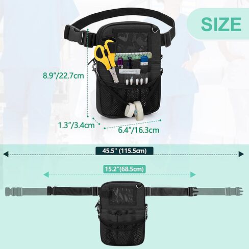 Trunab Nurse Fanny Pack with Tape Holder and Medical Gear Pockets, Utility Nurse Waist Storage Bag, with Adjustable Waist Strap, Nurse Belt Organizer Pouch for Stethoscopes, Scissors Black in Kuwait
