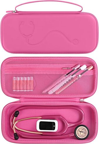 حافظة سماعة الطبيب الصلبة لسماعة الطبيب 3M Littmann Classic III، خفيفة الوزن II S.E، سماعة الطبيب الصوتية MDF، حقيبة حمل السماعات الطبية مع حقيبة شبكية لملحقات الممرضات، أقلام الشاش، مسحات القطن in Saudi Arabia
