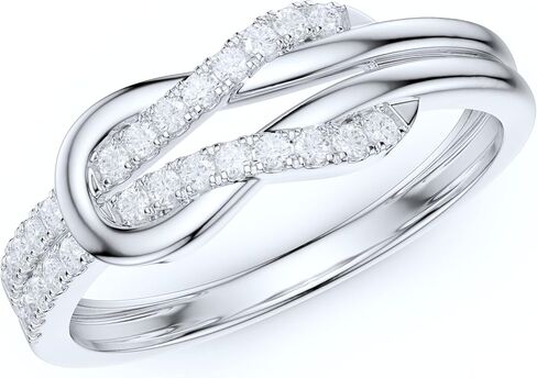 10K White Gold Tie The Love Knot Simulated Diamond or Genuine Moissanite Intertwined Ring Promise Ring in Saudi Arabia