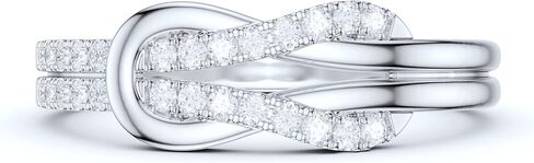 10K White Gold Tie The Love Knot Simulated Diamond or Genuine Moissanite Intertwined Ring Promise Ring in Saudi Arabia