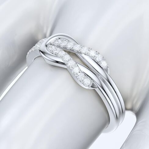 10K White Gold Tie The Love Knot Simulated Diamond or Genuine Moissanite Intertwined Ring Promise Ring in Saudi Arabia