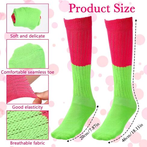 Neon Slouch Socks, 80s 90s Scrunchy Socks for Women Soft Extra Long Scrunch Socks Women's Leg Warmers for Neon Party in Saudi Arabia