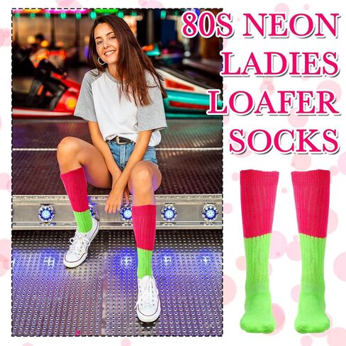 Neon Slouch Socks, 80s 90s Scrunchy Socks for Women Soft Extra Long Scrunch Socks Women's Leg Warmers for Neon Party in Saudi Arabia
