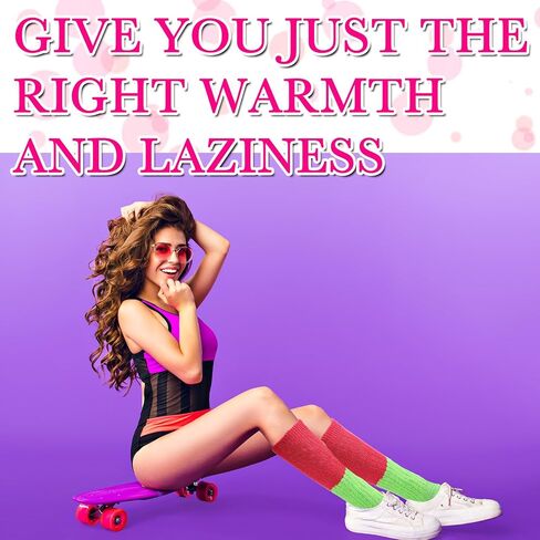 Neon Slouch Socks, 80s 90s Scrunchy Socks for Women Soft Extra Long Scrunch Socks Women's Leg Warmers for Neon Party in Saudi Arabia