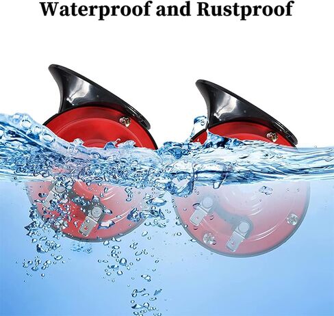 Train Horns Car Horn Car Air Electric Snail Horn 300DB Super Loud Air Horn Waterproof Automotive Accessories Universal for Car Truck Motorcycle Boat (Red, 24V, 1 Pack) in Kuwait