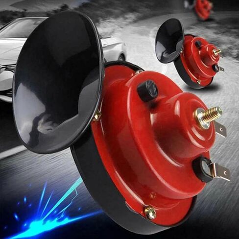 Train Horns Car Horn Car Air Electric Snail Horn 300DB Super Loud Air Horn Waterproof Automotive Accessories Universal for Car Truck Motorcycle Boat (Red, 24V, 1 Pack) in Kuwait