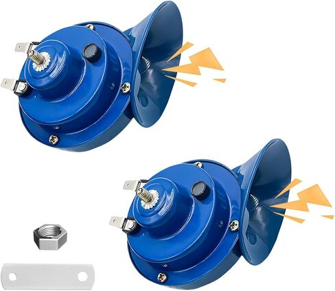 2PCS 300DB Super Loud Train Horns, 12V Waterproof Air Electric Snail Horn Replacement Kit, Universal Durable Raging Sound Air Horns for Car, Motorcycle, Truck, Marine Boat (Silver) in Kuwait