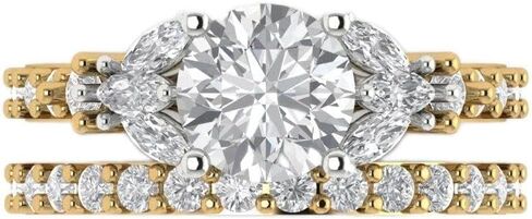 Clara Pucci 3.06 ct Round Cut Moissanite 14k Yellow/White Gold Solitaire with Accents Wedding Bridal Engagement Promise Ring Band Set in Saudi Arabia