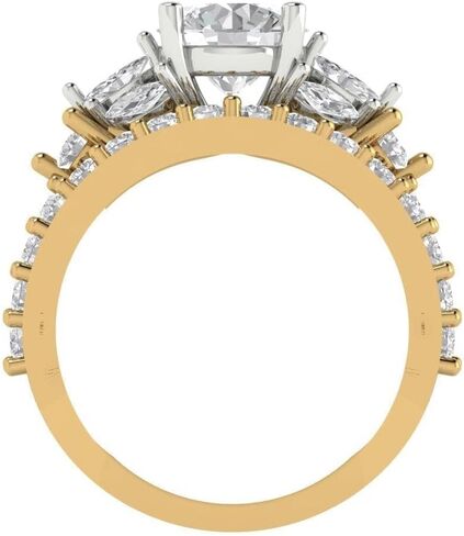 Clara Pucci 3.06 ct Round Cut Moissanite 14k Yellow/White Gold Solitaire with Accents Wedding Bridal Engagement Promise Ring Band Set in Saudi Arabia