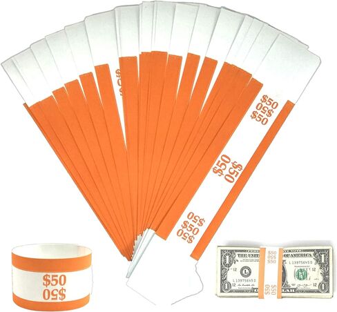 Money Bands Currency Sleeves Straps – Made in USA (Pack of 330 for $100) Self-Adhesive Money Wrappers for Bills Color Coded Wraps Meets ABA Standards, 7.5 x 1.25 inches – Counter Recyclable Kraft Pape in Saudi Arabia