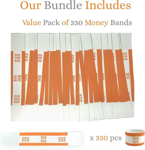 Money Bands Currency Sleeves Straps – Made in USA (Pack of 330 for $100) Self-Adhesive Money Wrappers for Bills Color Coded Wraps Meets ABA Standards, 7.5 x 1.25 inches – Counter Recyclable Kraft Pape in Saudi Arabia