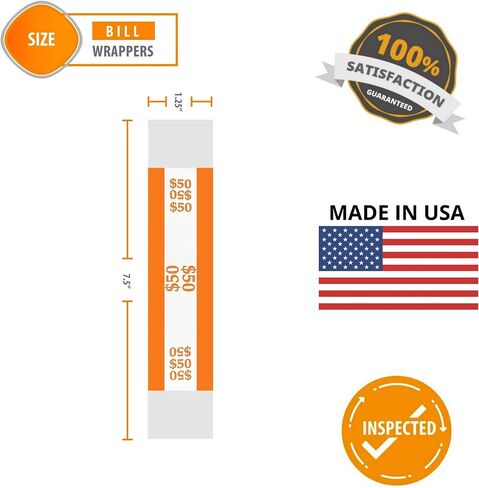 Money Bands Currency Sleeves Straps – Made in USA (Pack of 330 for $100) Self-Adhesive Money Wrappers for Bills Color Coded Wraps Meets ABA Standards, 7.5 x 1.25 inches – Counter Recyclable Kraft Pape in Saudi Arabia