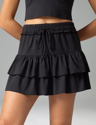 Colorfulkoala Skirts for Women High Waist Mini Tiered A-Line Flowy Shorts Tennis Golf Casual Skorts with Pockets in Saudi Arabia