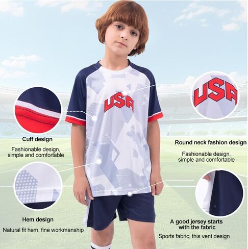 Soccer Jerseys for Kids Boys & Girls,Youth Soccer Jersey Practice Outfits Football Training Uniforms Set 4-16Y in Saudi Arabia