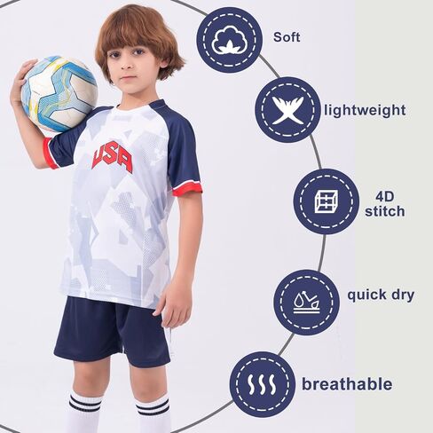 Soccer Jerseys for Kids Boys & Girls,Youth Soccer Jersey Practice Outfits Football Training Uniforms Set 4-16Y in Saudi Arabia