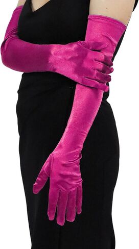 SUFEINI Women Long Satin Gloves Stretchy Elbow Length 21‘’ Opera Party Gloves 1920 s Womens Flapper Gloves in Saudi Arabia