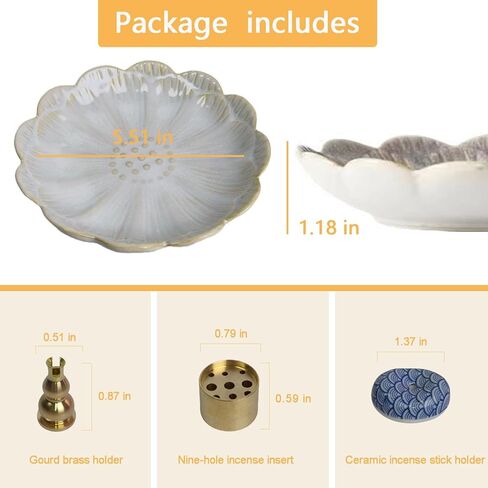 حامل البخور السيراميك ، موقد البخور مع 3 أجهزة كمبيوتر ثقوب البخور ، الماسك الرماد متعدد الأغراض للعصي ، لفائف ، سيج و Palo Santo ، Smudge Bowl مع تصميم أنيق ، مثالي للديكور المنزلي (الأزرق) in Kuwait