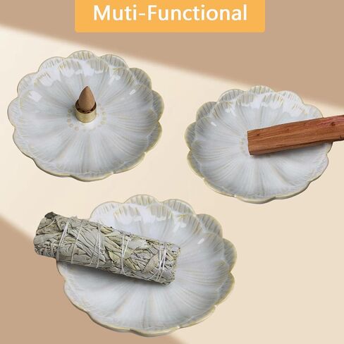 حامل البخور السيراميك ، موقد البخور مع 3 أجهزة كمبيوتر ثقوب البخور ، الماسك الرماد متعدد الأغراض للعصي ، لفائف ، سيج و Palo Santo ، Smudge Bowl مع تصميم أنيق ، مثالي للديكور المنزلي (الأزرق) in Kuwait