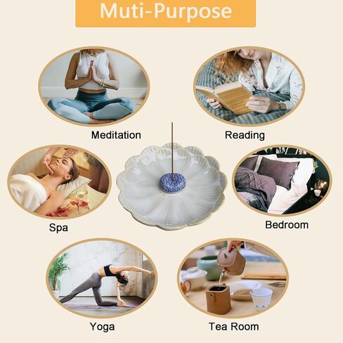 حامل البخور السيراميك ، موقد البخور مع 3 أجهزة كمبيوتر ثقوب البخور ، الماسك الرماد متعدد الأغراض للعصي ، لفائف ، سيج و Palo Santo ، Smudge Bowl مع تصميم أنيق ، مثالي للديكور المنزلي (الأزرق) in Kuwait