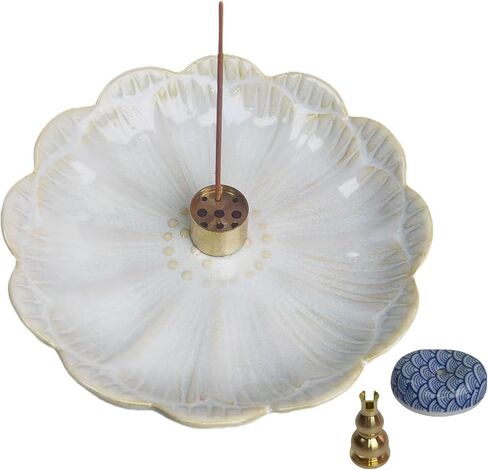 حامل البخور السيراميك ، موقد البخور مع 3 أجهزة كمبيوتر ثقوب البخور ، الماسك الرماد متعدد الأغراض للعصي ، لفائف ، سيج و Palo Santo ، Smudge Bowl مع تصميم أنيق ، مثالي للديكور المنزلي (الأزرق) in Kuwait