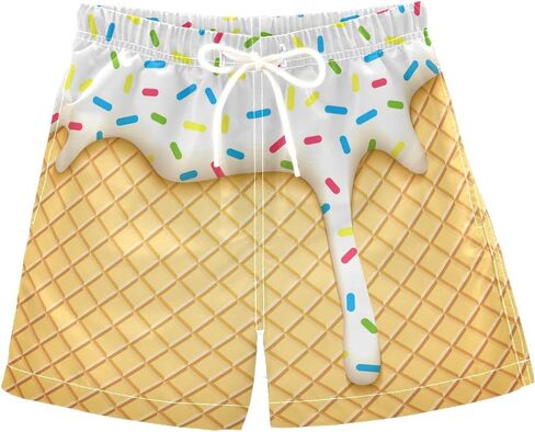 Boys Swim Trunks with Boxer Brief Liner, Ice Cream Cone Boys Swimwear Quick Dry Bathing Suit Toddler Swim Trunks in Saudi Arabia