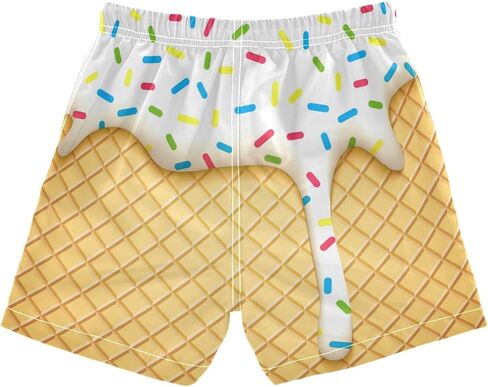 Boys Swim Trunks with Boxer Brief Liner, Ice Cream Cone Boys Swimwear Quick Dry Bathing Suit Toddler Swim Trunks in Saudi Arabia