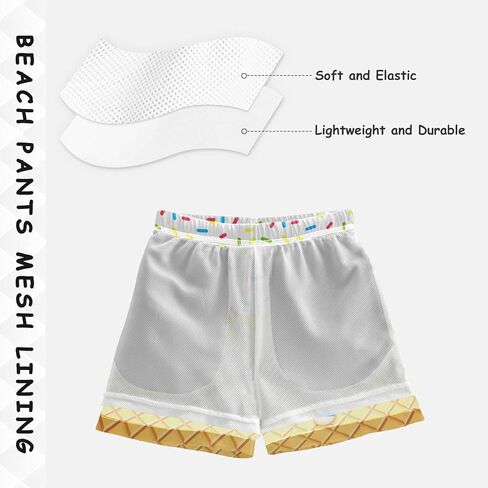 Boys Swim Trunks with Boxer Brief Liner, Ice Cream Cone Boys Swimwear Quick Dry Bathing Suit Toddler Swim Trunks in Saudi Arabia