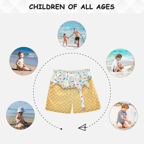 Boys Swim Trunks with Boxer Brief Liner, Ice Cream Cone Boys Swimwear Quick Dry Bathing Suit Toddler Swim Trunks in Saudi Arabia