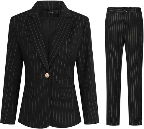YYNUDA Women's Business Striped Suit Set 2 Piece Office Work Business Suits Blazer and Pant in Kuwait