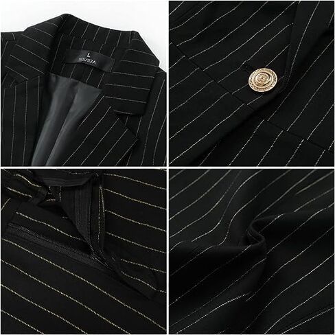 YYNUDA Women's Business Striped Suit Set 2 Piece Office Work Business Suits Blazer and Pant in Kuwait