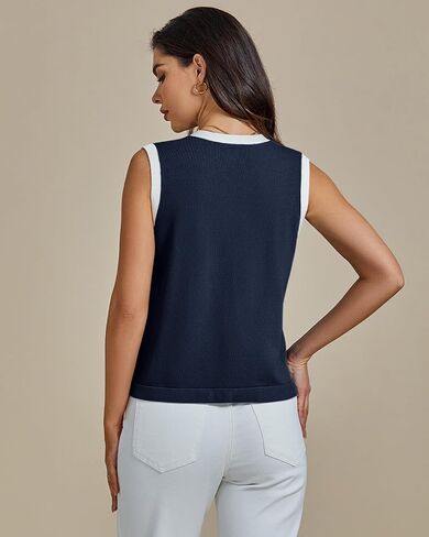 luvamia Knit Vest for Women Trendy Colorblock Button Down Dressy Casual Sleeveless Summer Sweater Vests Top with Pockets in Saudi Arabia