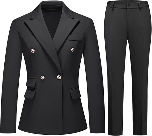Women's Suiting Pants Suits for Women Dressy Double-Breasted Blazer Business Casual Outfits in Saudi Arabia