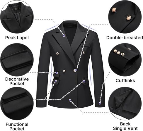Women's Suiting Pants Suits for Women Dressy Double-Breasted Blazer Business Casual Outfits in Saudi Arabia
