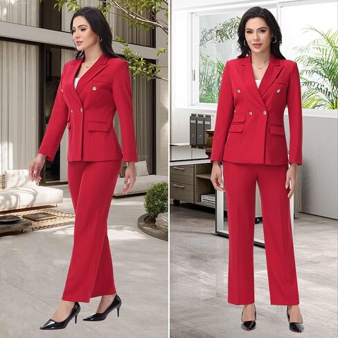Women's Suiting Pants Suits for Women Dressy Double-Breasted Blazer Business Casual Outfits in Saudi Arabia