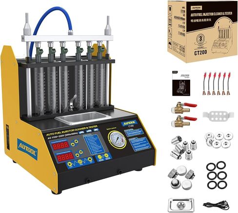 آلة تنظيف حاقن الوقود AUTOOL ذات 6 أسطوانات 110 فولت GDI، أداة تنظيف حاقن الوقود EFI، منظف اختبار حاقن الوقود FSI لجميع أنواع البنزين والدراجات النارية in Kuwait