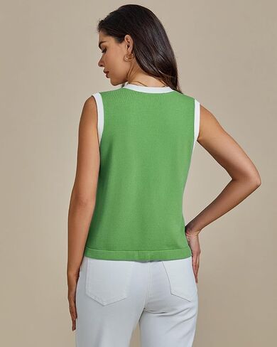 luvamia Knit Vest for Women Trendy Colorblock Button Down Dressy Casual Sleeveless Summer Sweater Vests Top with Pockets in Saudi Arabia