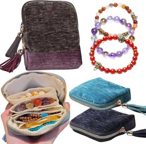 2025 New Travel Jewelry Case – Portable Organizer for Rings, Bracelets, & Bangles with Tassel Zipper, Elegant Jewelry Roll for Journey, Crystal Jewelry Storage Pouch, Mini, Avocado Green in Saudi Arabia