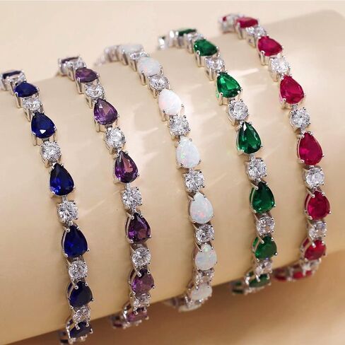 FANCIME Shine of Tears Birthstone Tennis bolo Bracelets Sterling Silver Tennis Bracelets Charm Fine Jewelry Birthday Gifts for Women Mom in Saudi Arabia