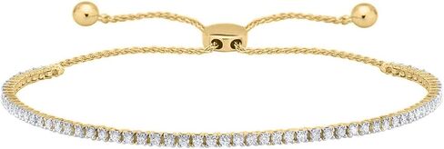 14K Gold Plated Round Cut Moissanite, Bolo Adjustable 9 inch Chain, Bracelet for Women in Saudi Arabia