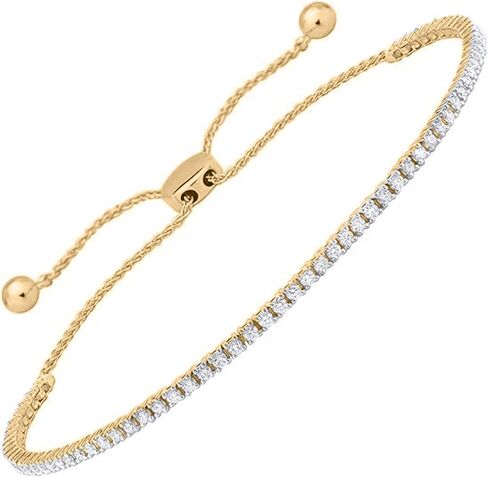 14K Gold Plated Round Cut Moissanite, Bolo Adjustable 9 inch Chain, Bracelet for Women in Saudi Arabia