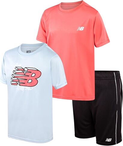 New Balance Boys Shorts Set - 3 قطع الأداء قمصان القميص القصيرة وقصيرة كرة السلة (الأحجام: 8-12) in Saudi Arabia