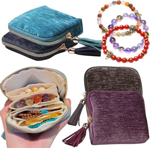 2025 New Travel Jewelry Case – Portable Organizer for Rings, Bracelets, & Bangles with Tassel Zipper, Elegant Jewelry Roll for Journey, Crystal Jewelry Storage Pouch, Mini, Avocado Green in Saudi Arabia