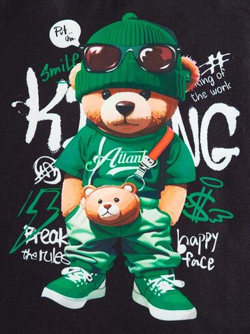 Boy's Letter Graphic Short Sleeve Tee Shirt and Elastic Waist Shorts Set 2 Piece Outfit 2-7T in Kuwait