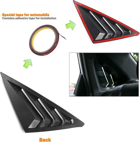Thenice for 11th Gen Civic Racing Style Rear Side Window Louvers Air Vent Scoop Shades Cover Blinds Compatible with Honda Civic Hatchabck Type R 2022 2023 2024 -Glossy Black in Kuwait