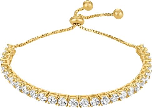 KISPER Adjustable Tennis Bracelet for Women - 18K White Gold or Gold Plated Round Cut AAAAA CZ, 2mm/3mm/4mm Dainty Cubic Zirconia Bracelet, Elegant Gift in Kuwait
