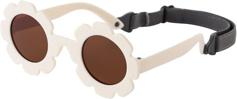 Flexible Flower Polarized Baby Sunglasses with Strap for Infant Girls 0-24 Months in Saudi Arabia
