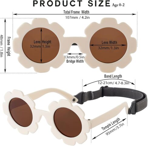 Flexible Flower Polarized Baby Sunglasses with Strap for Infant Girls 0-24 Months in Saudi Arabia